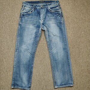 DENIM & RIVETS Jeans Men's 38 Blue Straight Leg Big Stitch Flap Pockets Cotton